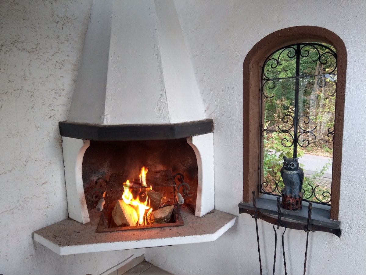 Cloef森林别墅，带壁炉和壁炉