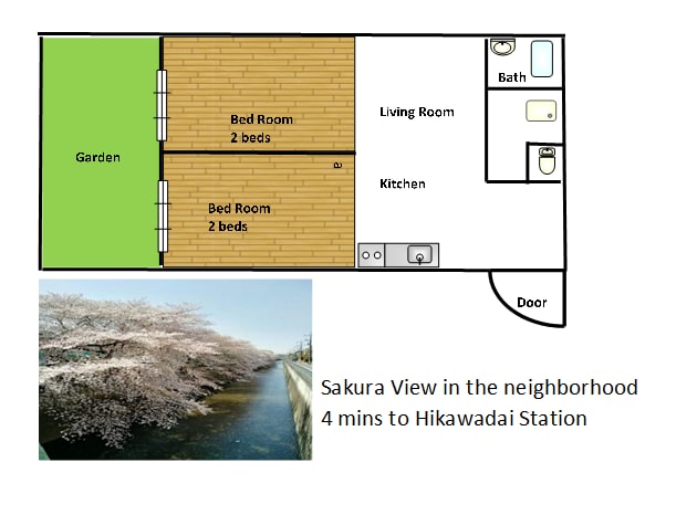 ①复古2卧日式公寓，带花园-池袋区