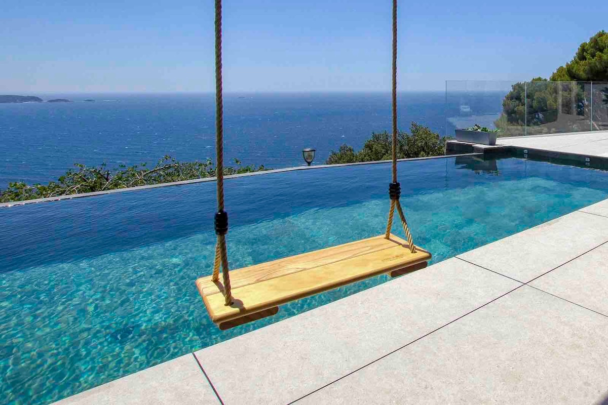美丽的别墅220平方米海景观，泳池+单间公寓