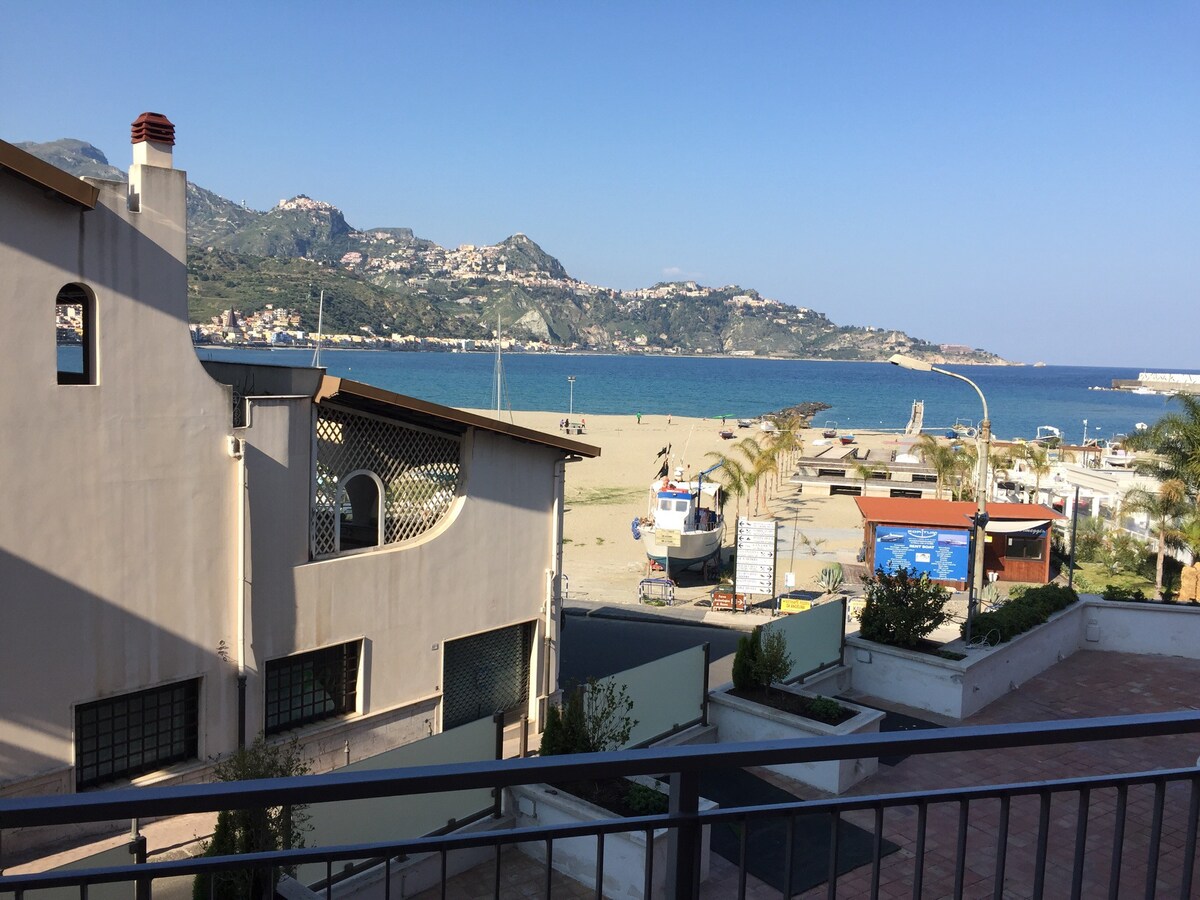 Naxos -海滩前面的全景单间公寓。