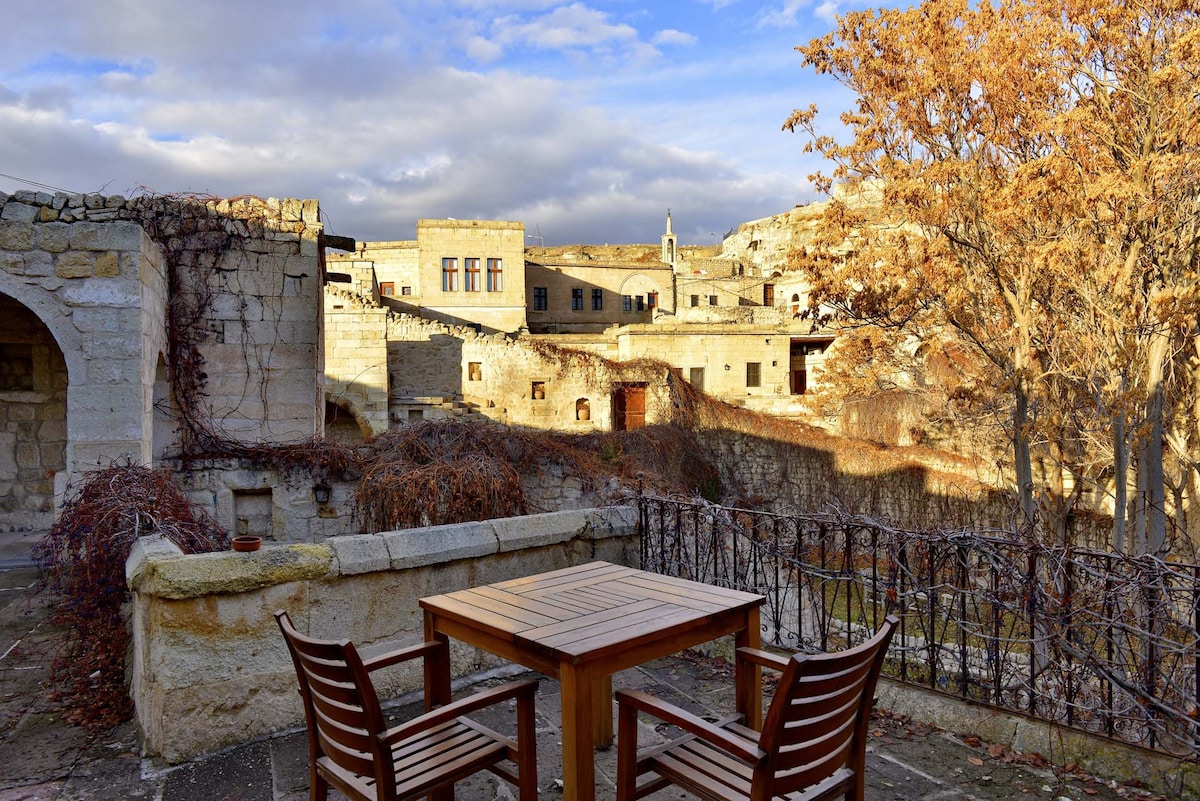 Hillside Stone Arch House with Terrace