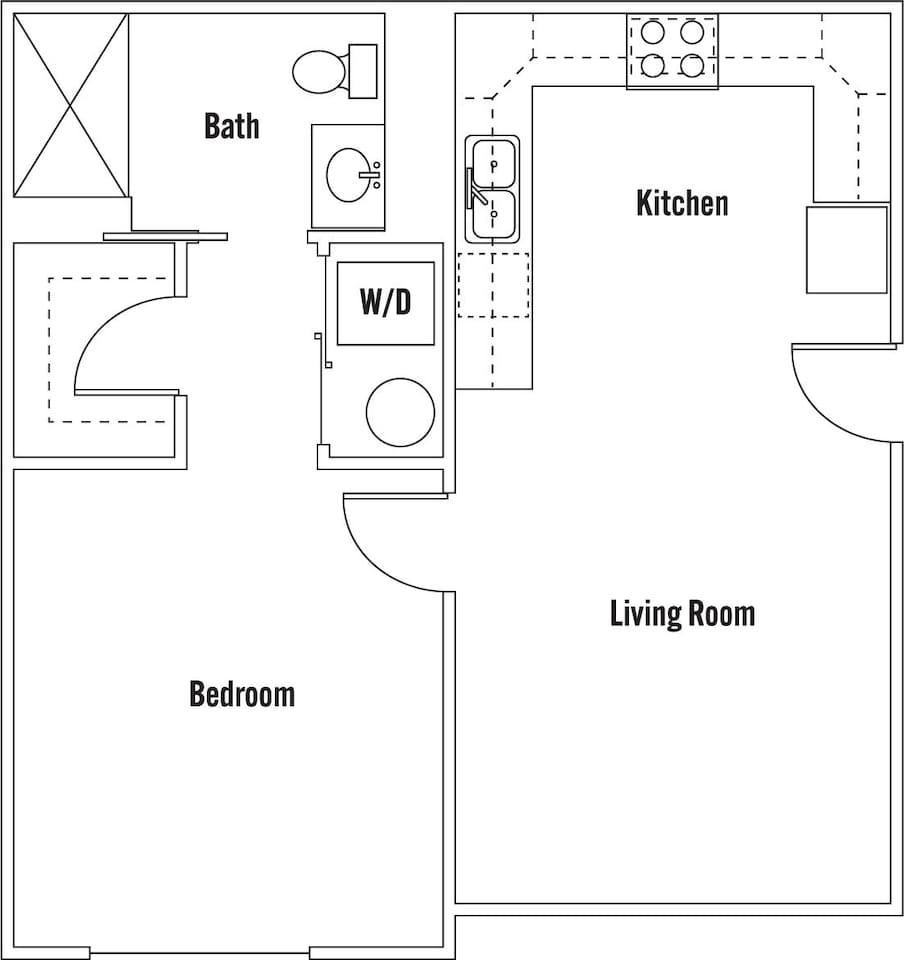 Floorplan diagram for Miranda, showing 1 bedroom
