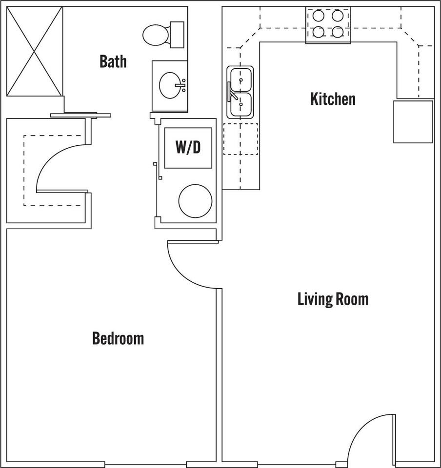 Floorplan diagram for Debussy, showing 1 bedroom