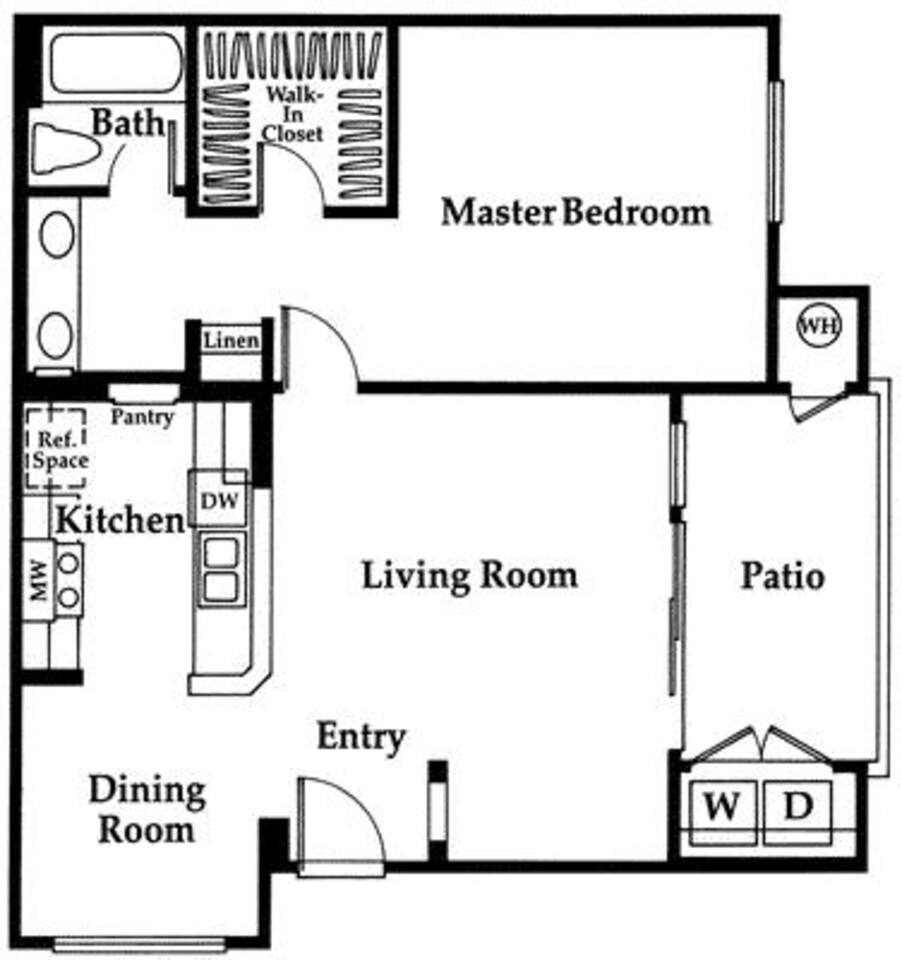 Floorplan diagram for Crescent, showing 1 bedroom