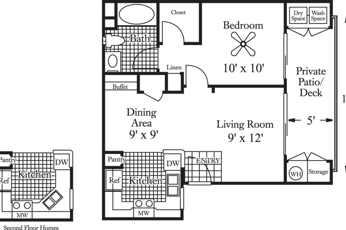 Floorplan diagram for The Alpes, showing 1 bedroom