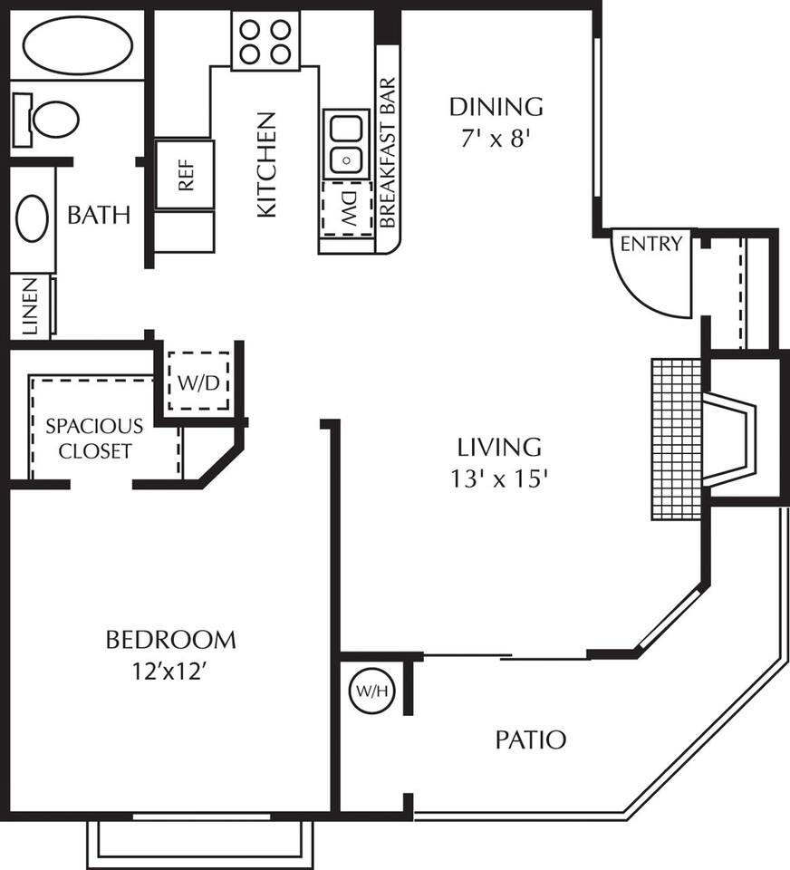 Floorplan diagram for Aliso Renovated, showing 1 bedroom