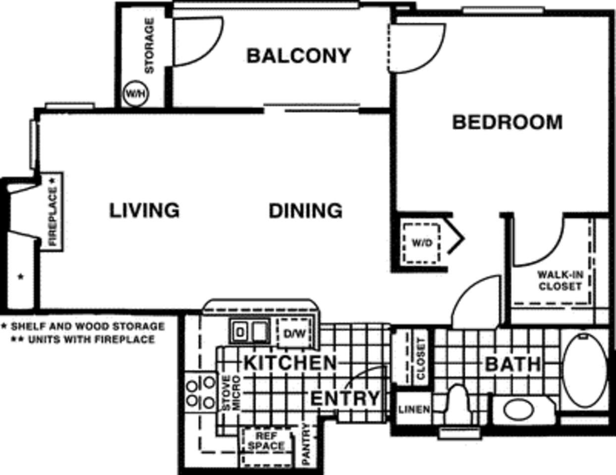 Floorplan diagram for Cabana, showing 1 bedroom