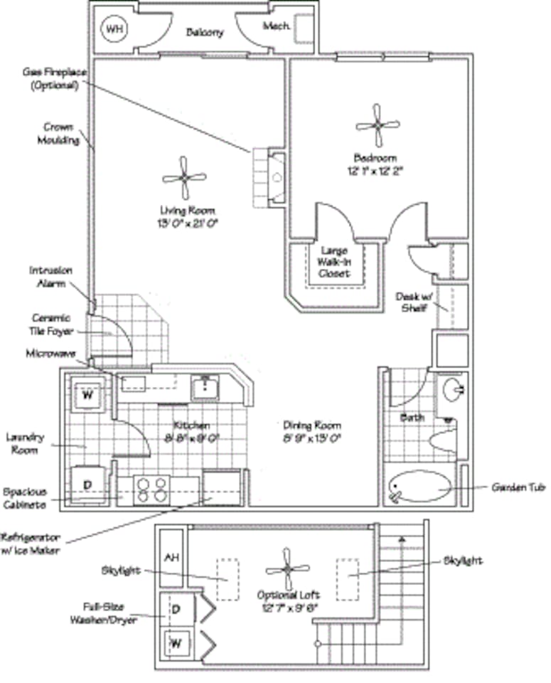 Floorplan diagram for The Astoria, showing 1 bedroom