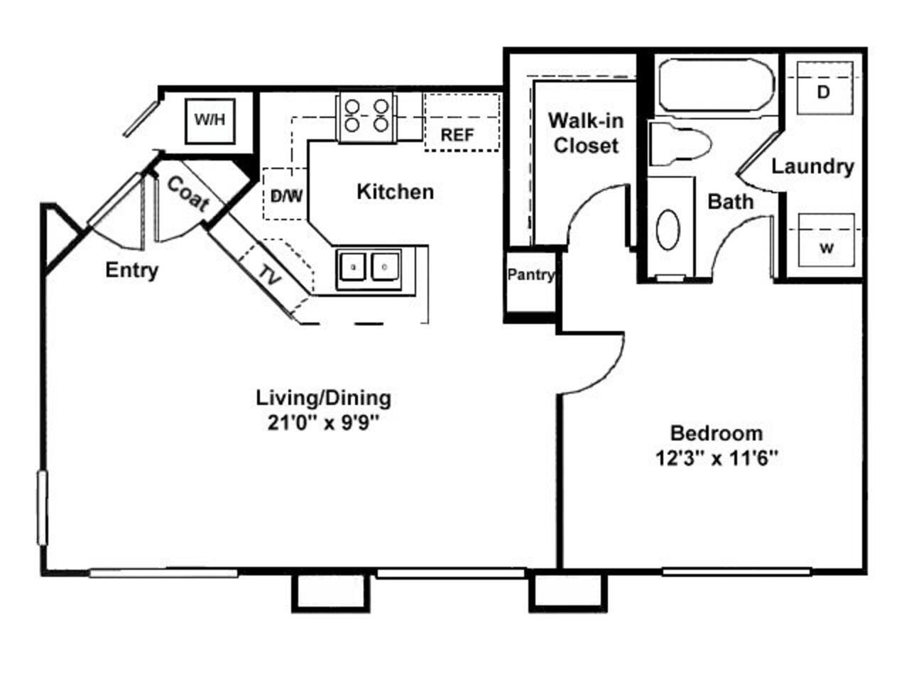 Floorplan diagram for Allison, showing 1 bedroom