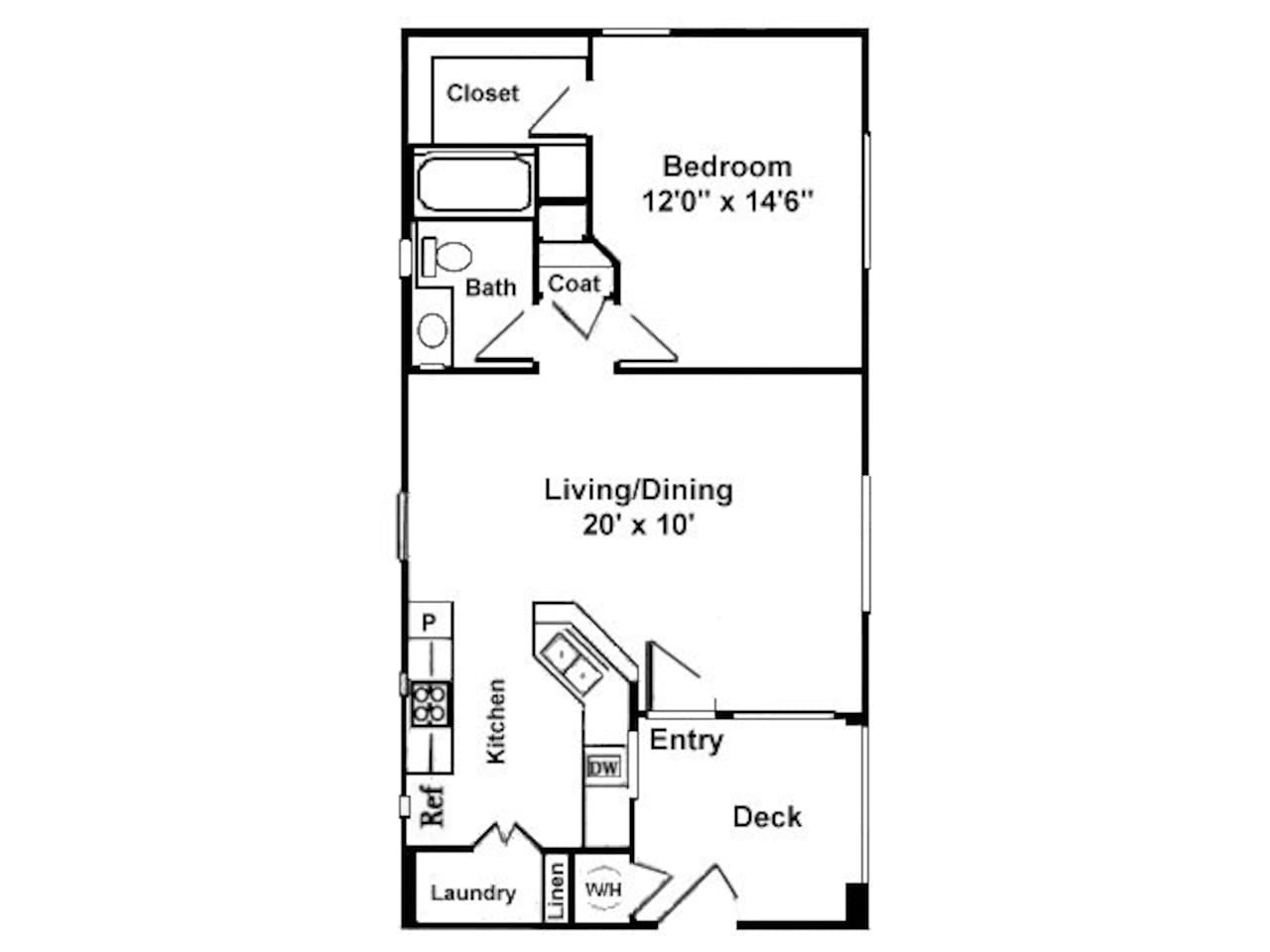 Floorplan diagram for Anacea, showing 1 bedroom