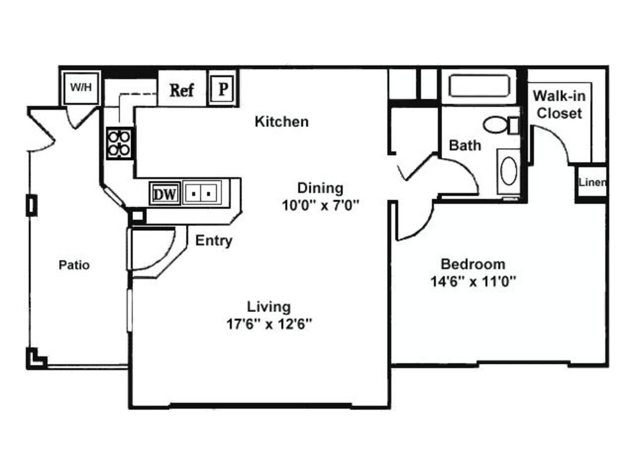Floorplan diagram for Chestnut, showing 1 bedroom