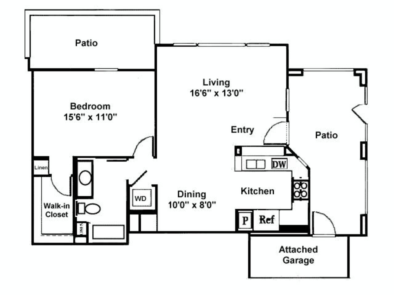 Floorplan diagram for Catesby, showing 1 bedroom
