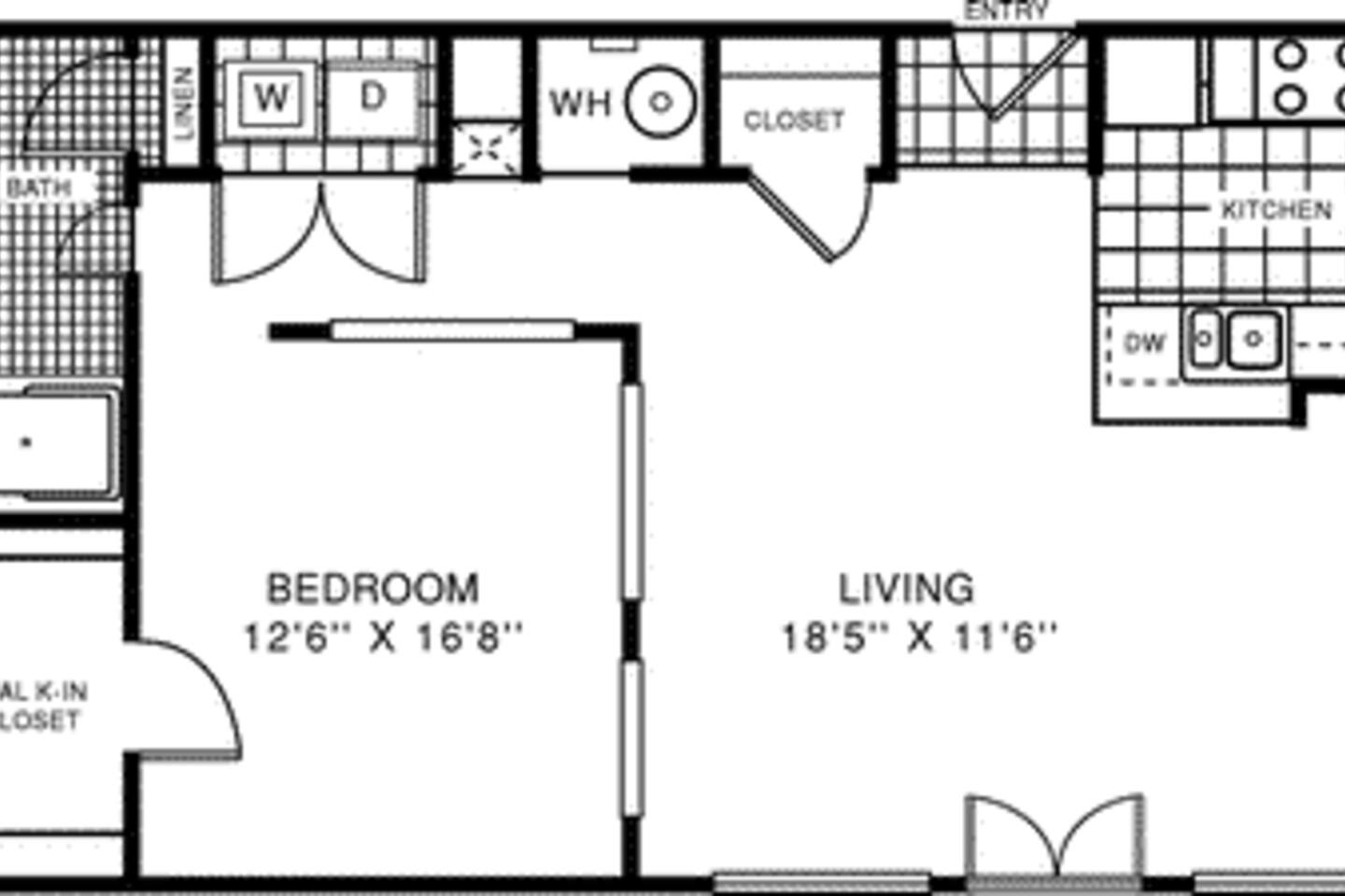 Floorplan diagram for Carnegie, showing 1 bedroom