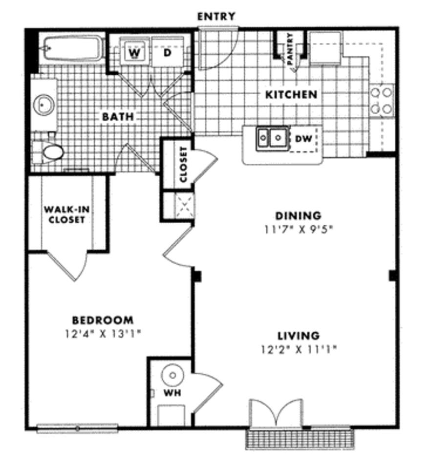Floorplan diagram for Berkshire, showing 1 bedroom