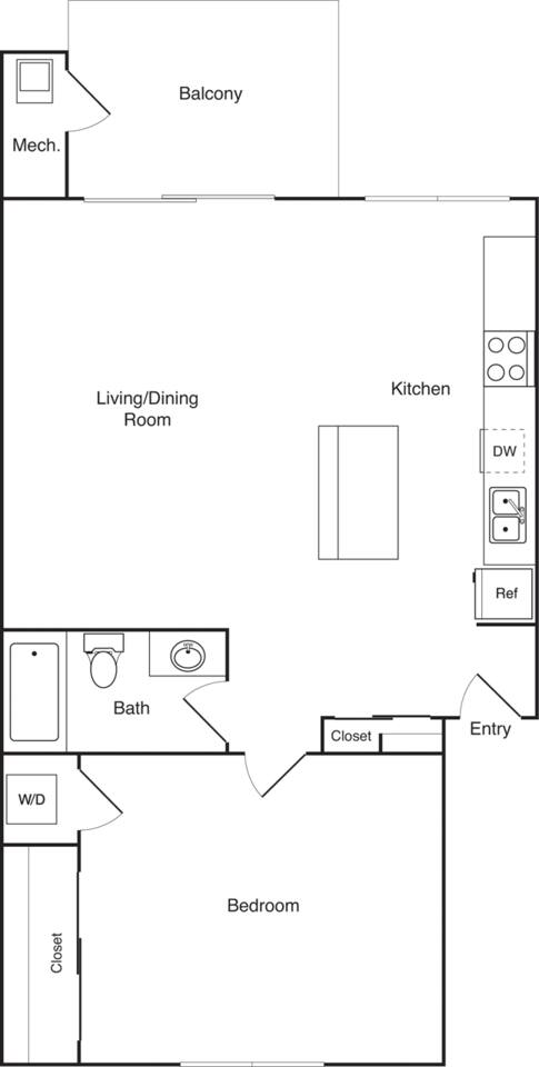 Floorplan diagram for 1S Renovated, showing 1 bedroom