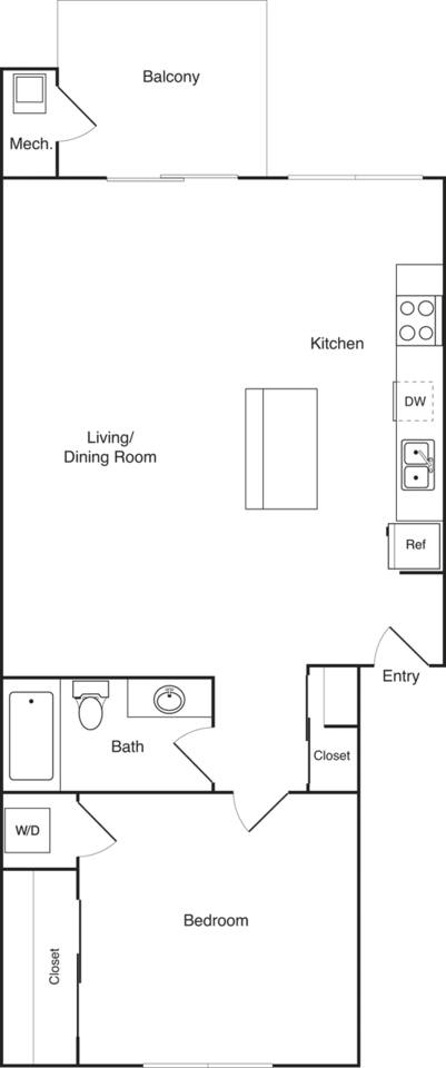 Floorplan diagram for 1M Renovated, showing 1 bedroom