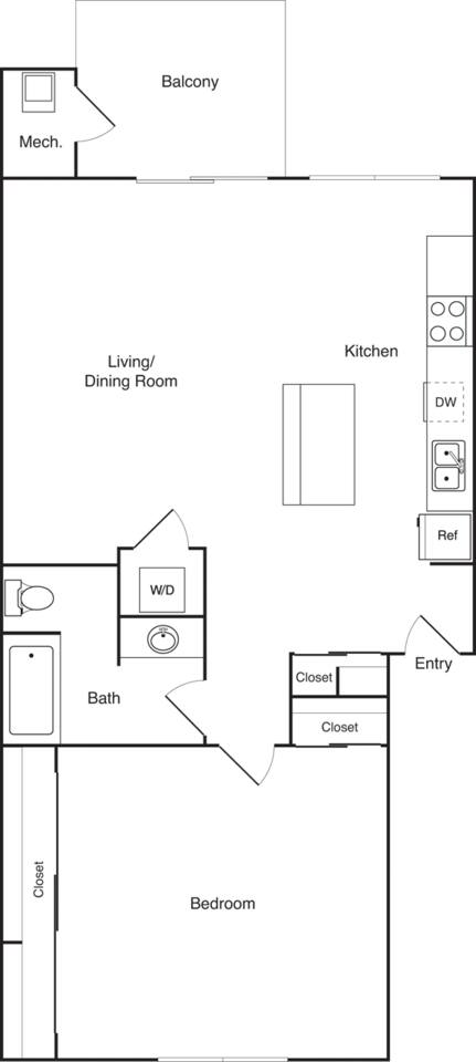 Floorplan diagram for 1L Renovated, showing 1 bedroom