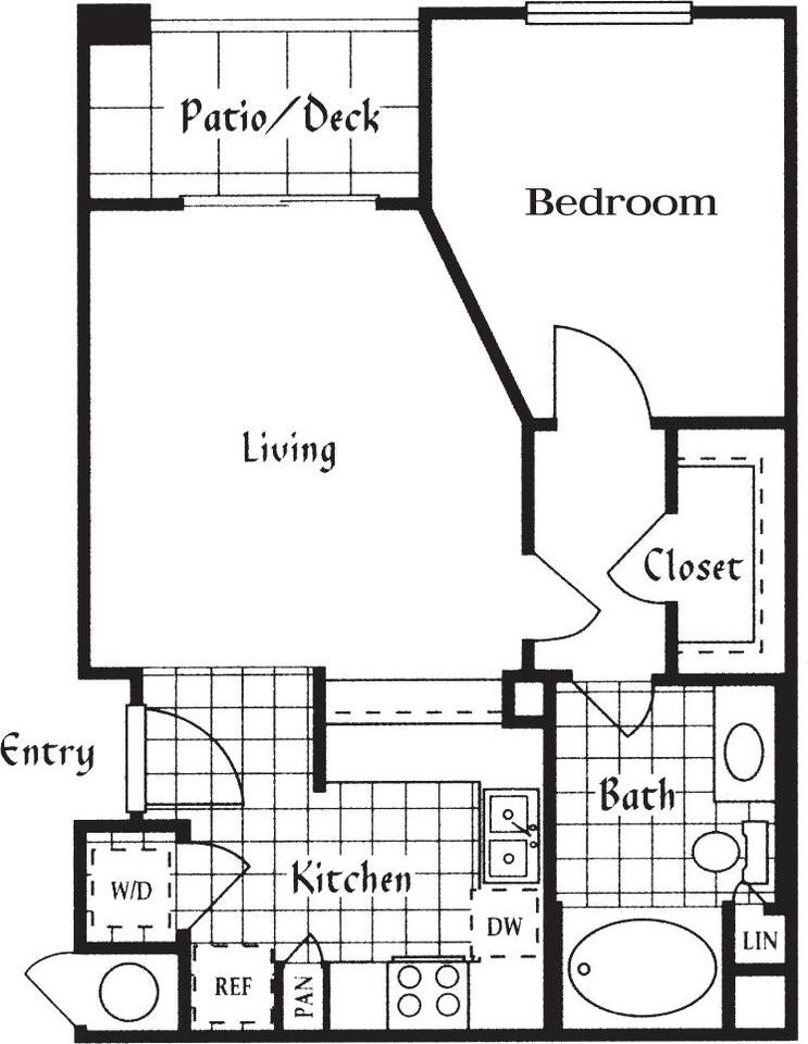 Floorplan diagram for The Chateaux, showing 1 bedroom