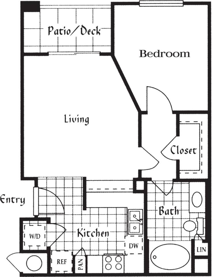 Floorplan diagram for The Chateaux, showing 1 bedroom