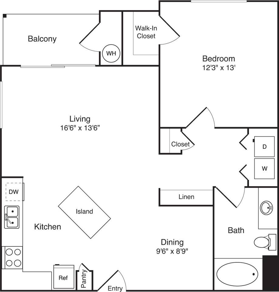 Floorplan diagram for The Tangier - Alt 1, showing 1 bedroom