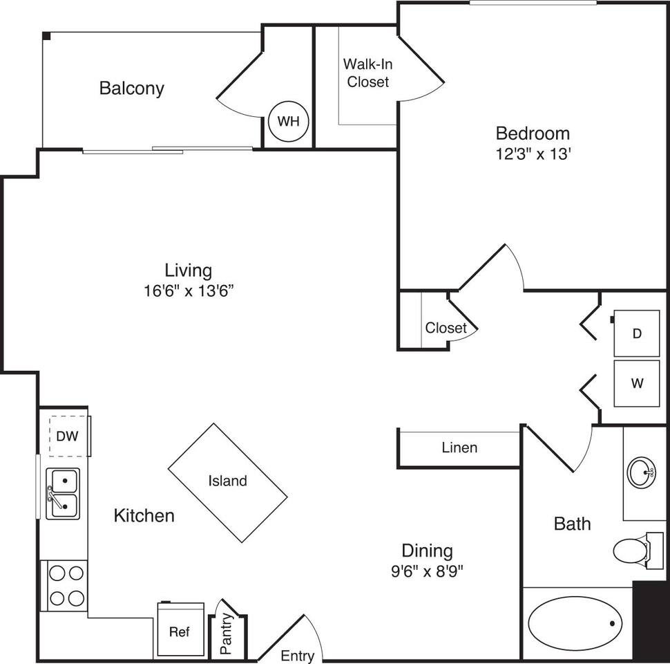 Floorplan diagram for The Tangier - Alt 6, showing 1 bedroom