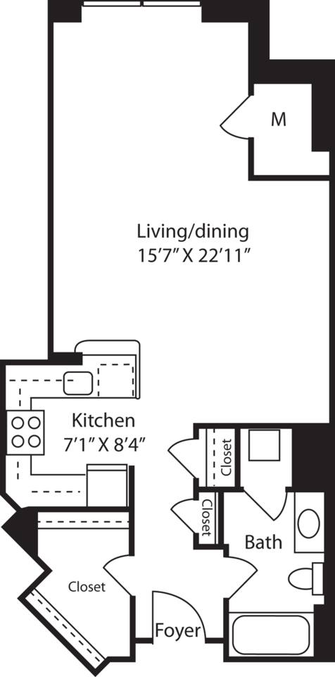 Floorplan diagram for Taft Studio, showing Studio