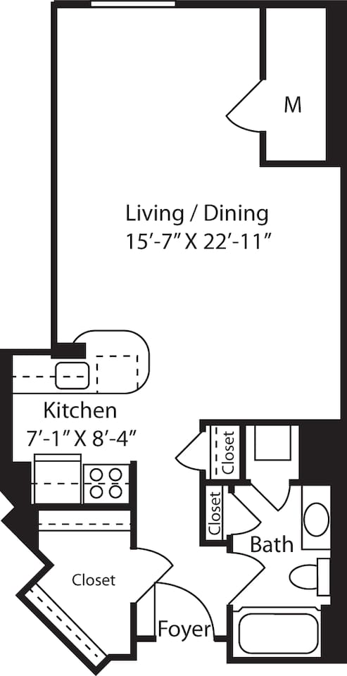 Floorplan diagram for Cameron Studio, showing Studio