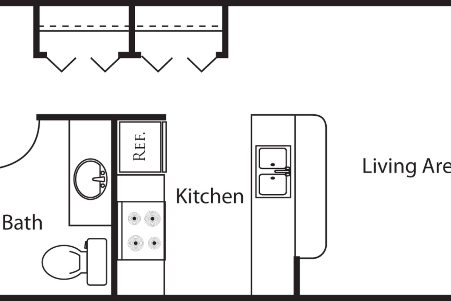 Floorplan diagram for Studio A5, showing Studio