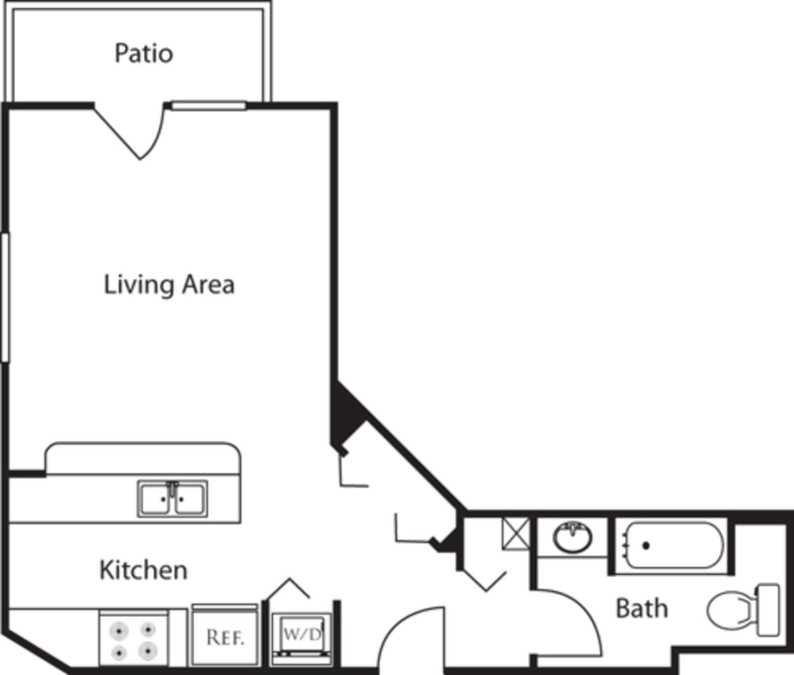 Floorplan diagram for Studio F2, showing Studio