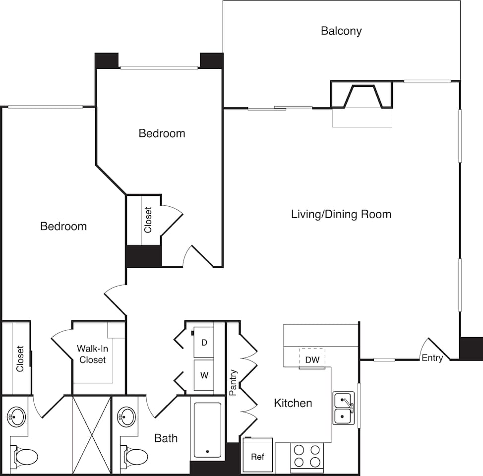 Floorplan diagram for Brentwood 2nd Floor, showing 2 bedroom