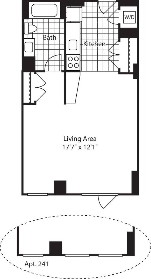 Floorplan diagram for Studio (North) - 521, showing Studio