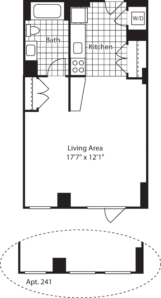 Floorplan diagram for Studio (North) - 521, showing Studio