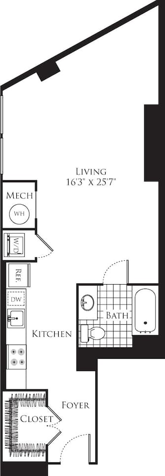 Floorplan diagram for Studio- 673, showing Studio