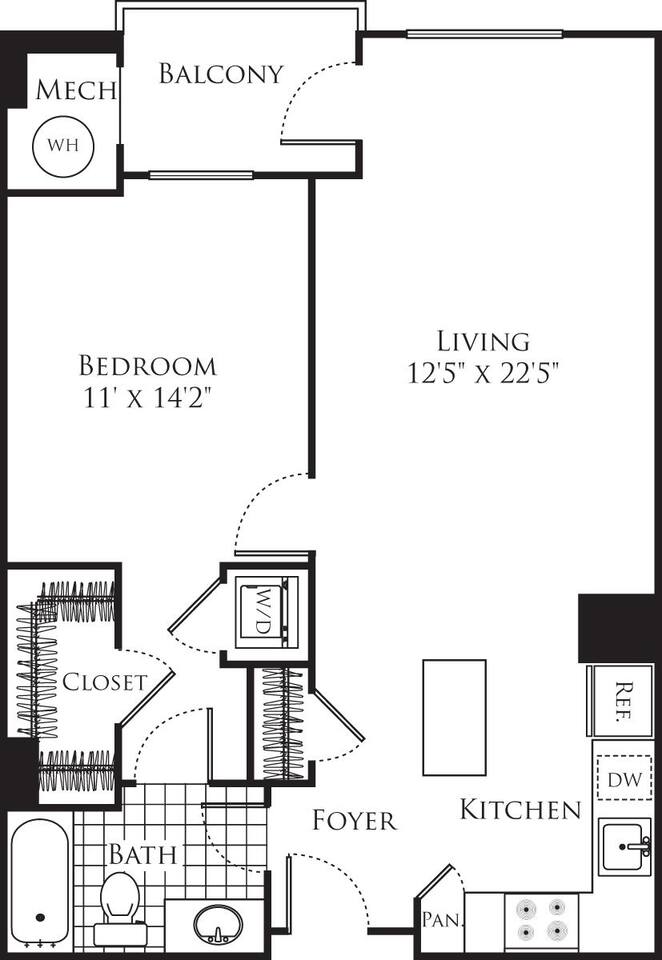 Floorplan diagram for 1 Bedroom- 784, showing 1 bedroom