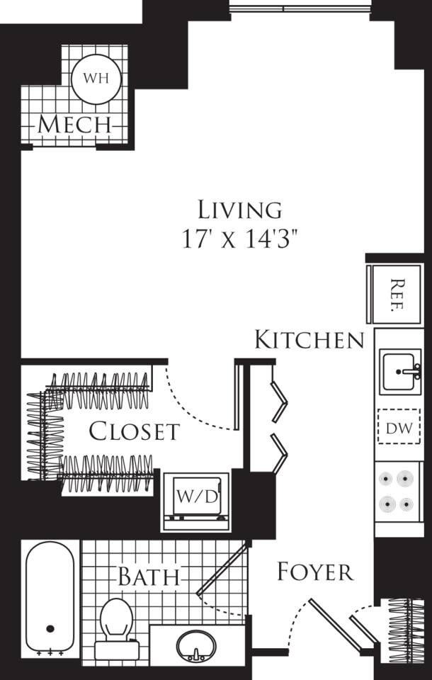 Floorplan diagram for Studio- 511, showing Studio