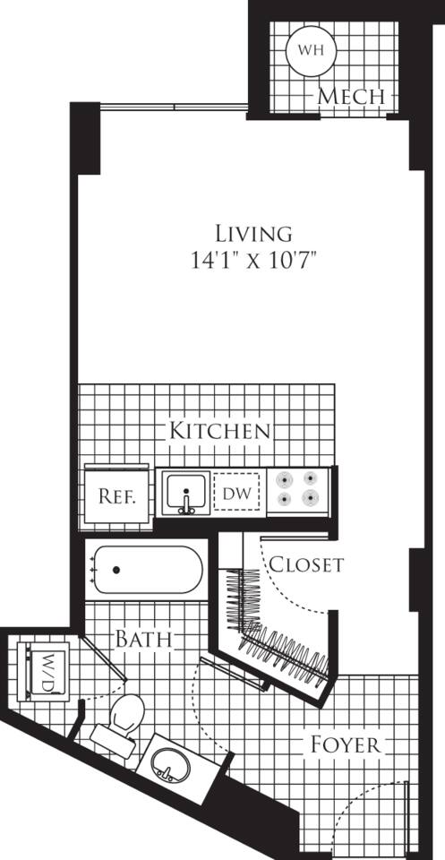 Floorplan diagram for Studio- 470, showing Studio