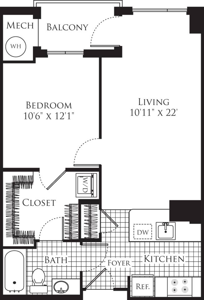 Floorplan diagram for 1 Bedroom- 662, showing 1 bedroom