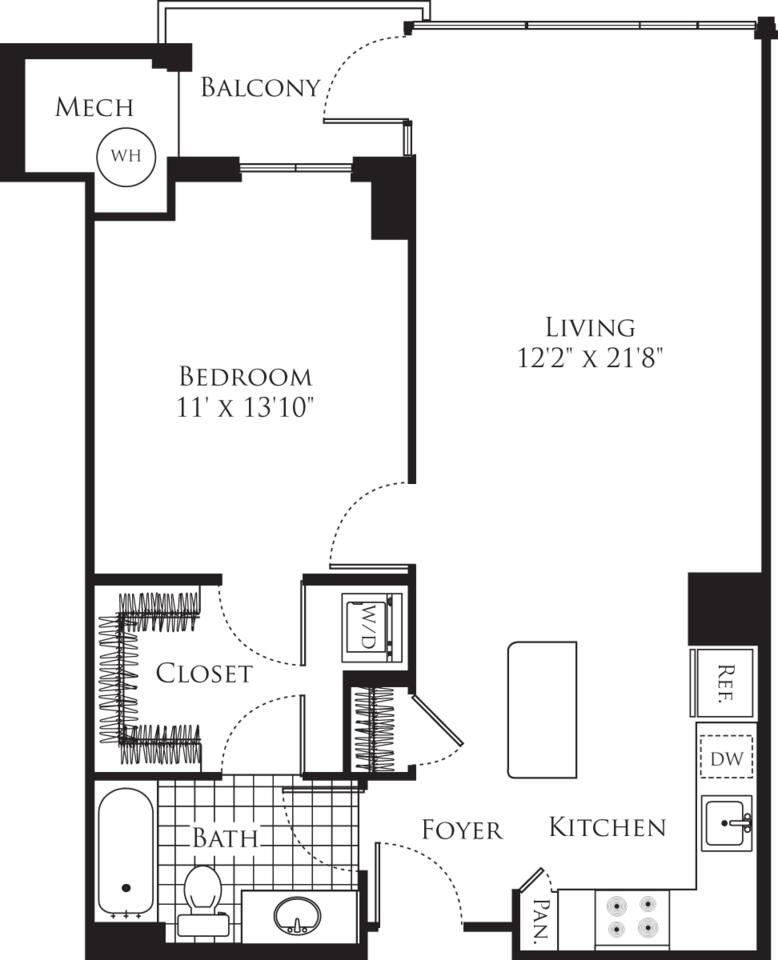 Floorplan diagram for 1 Bedroom- 754, showing 1 bedroom