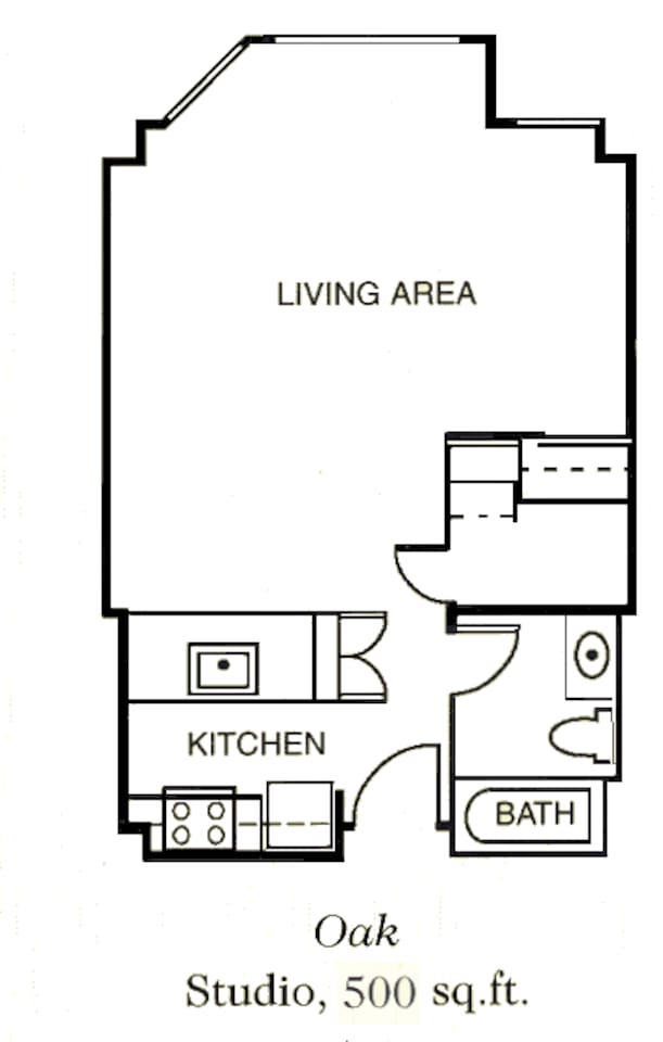 Floorplan diagram for Oak, showing Studio