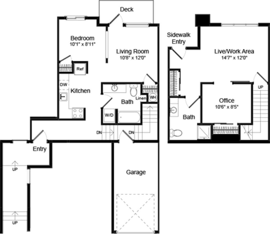 Floorplan diagram for Live Work 1-B - Phase III, showing 1 bedroom