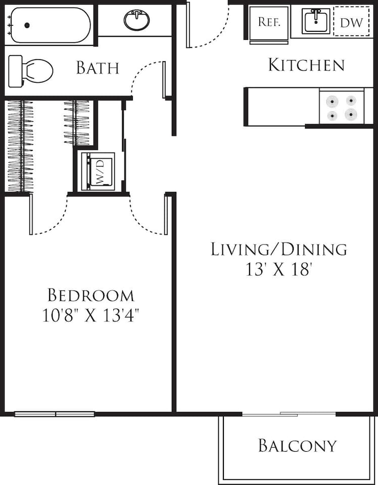 Floorplan diagram for 1 Bedroom C, showing 1 bedroom