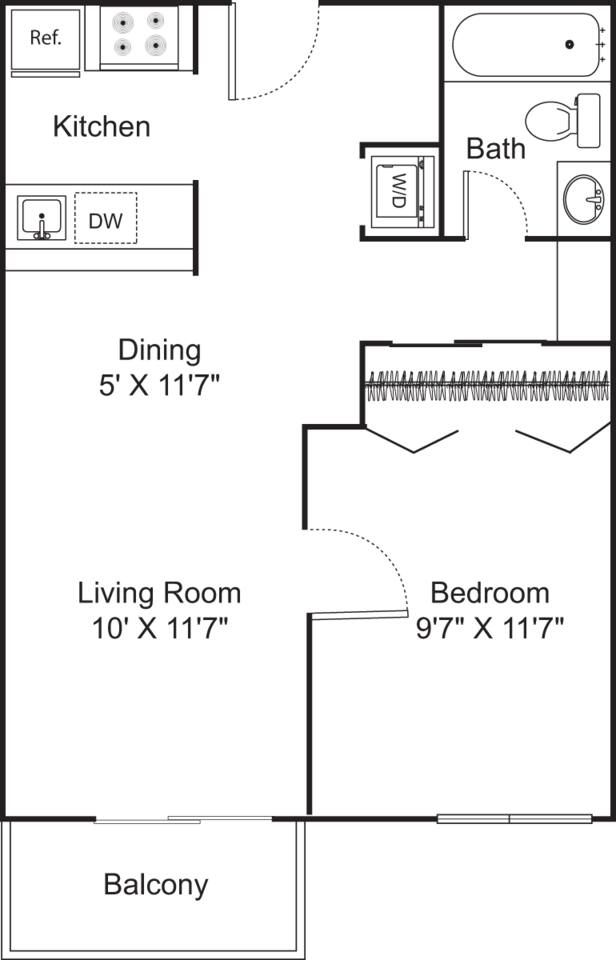 Floorplan diagram for 1 Bedroom A, showing 1 bedroom