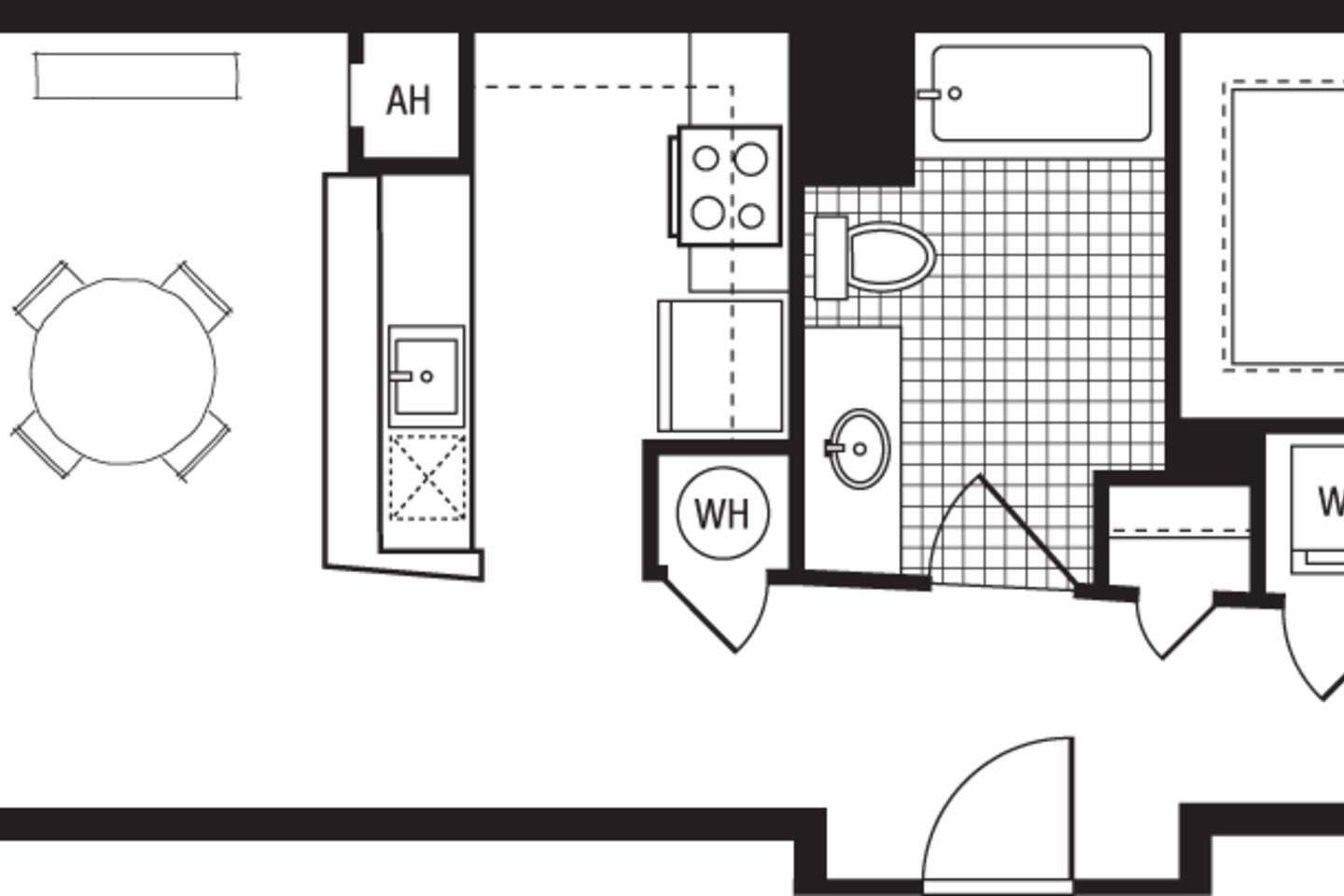 Floorplan diagram for 1VX, showing Studio