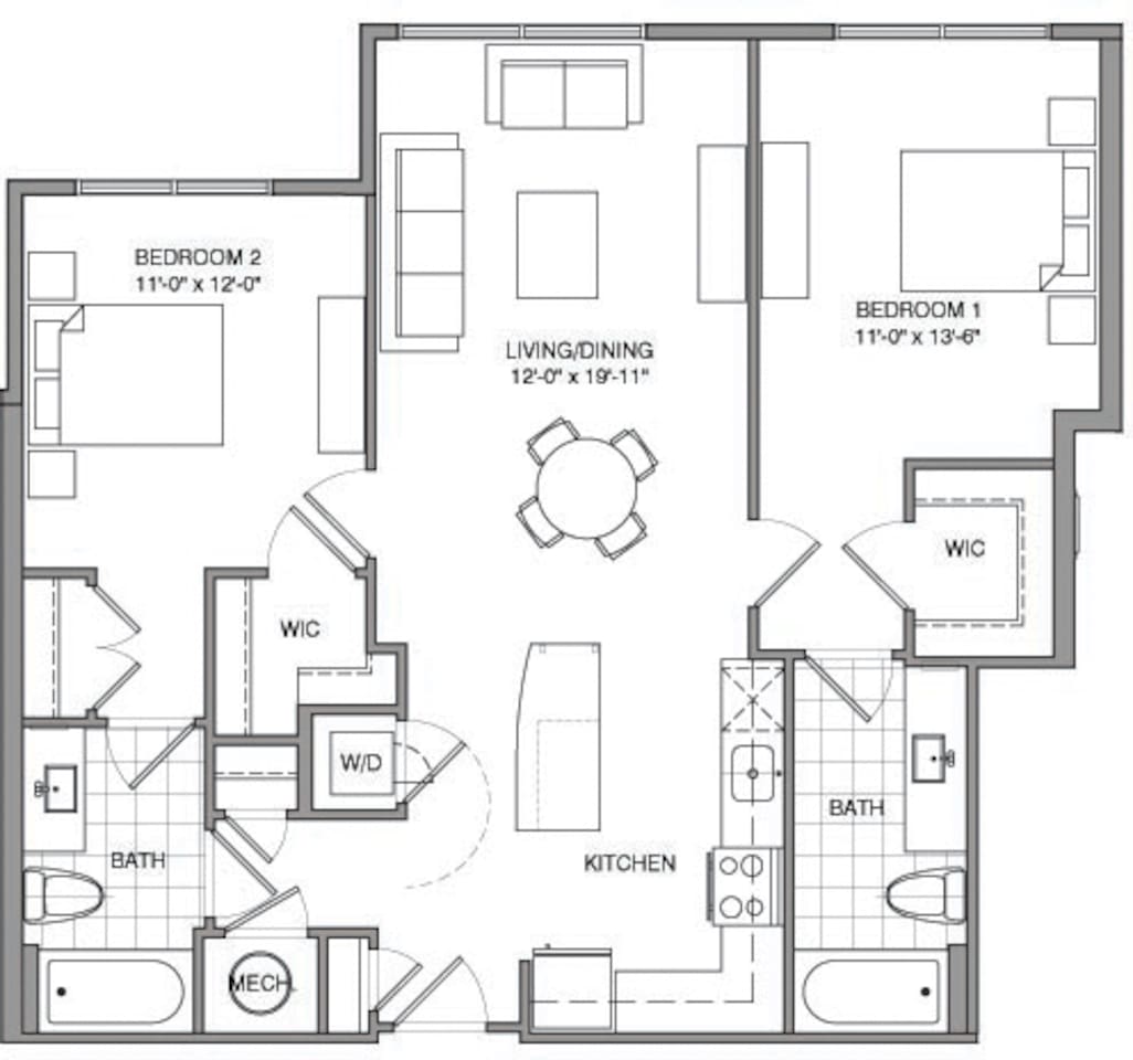 Floorplan diagram for 2 Bdrm C, showing 2 bedroom