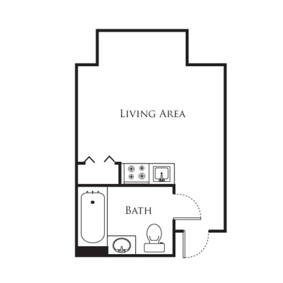 Floorplan diagram for Studios, showing Studio