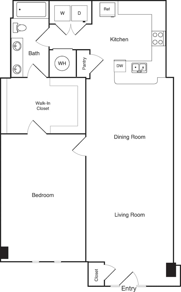Floorplan diagram for 1 Bedroom A6, showing 1 bedroom