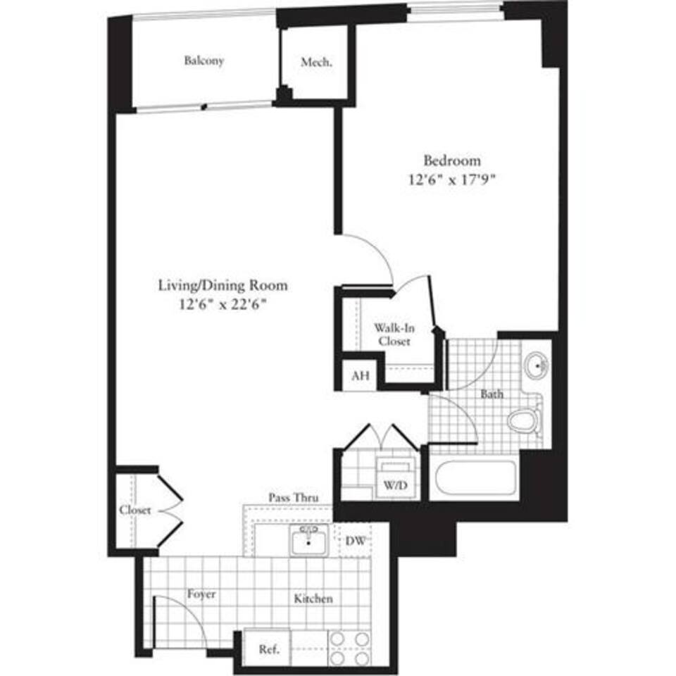 Floorplan diagram for 1 Bedroom I, showing 1 bedroom
