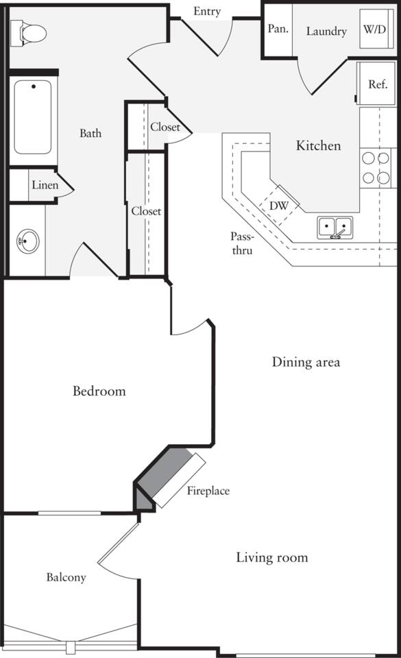 Floorplan diagram for 1 Bedroom C, showing 1 bedroom