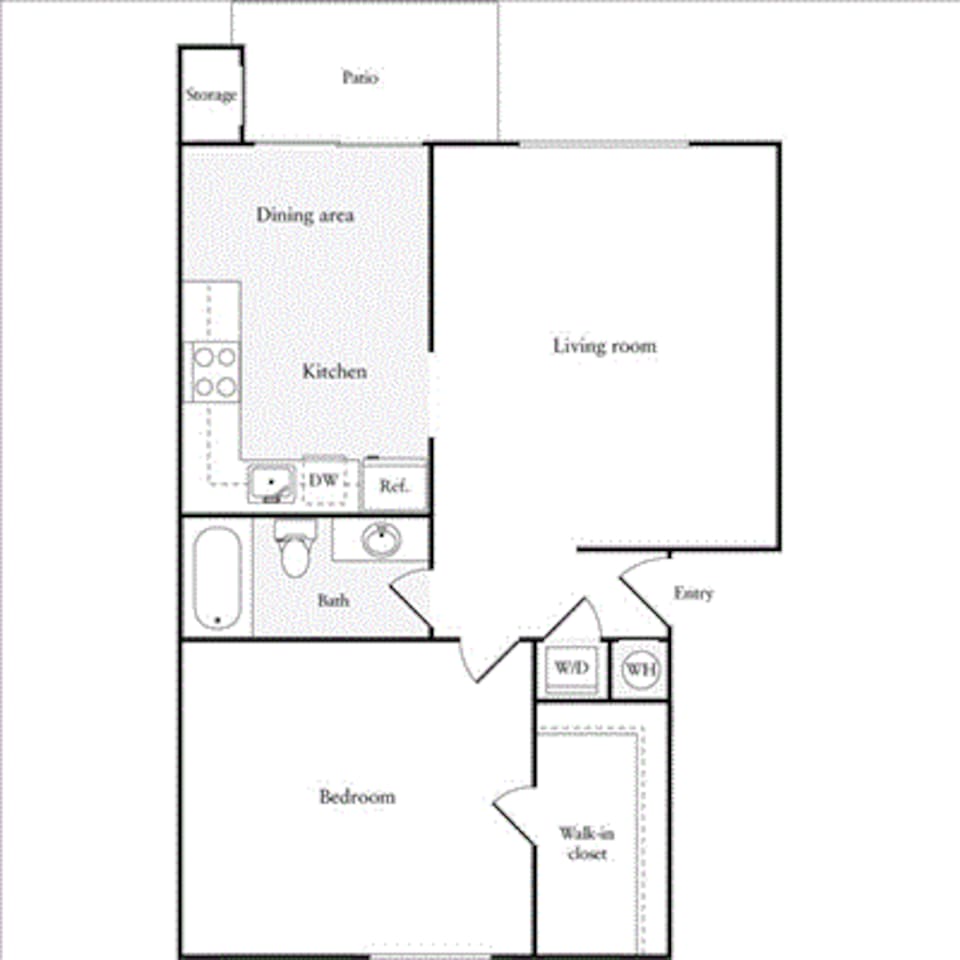 Floorplan diagram for 1 Bedroom A, showing 1 bedroom