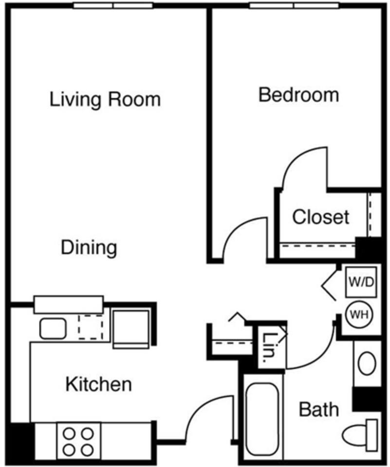 Floorplan diagram for 1 Bedroom G, showing 1 bedroom